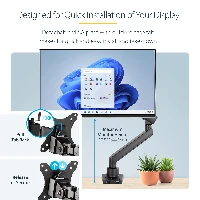 StarTech.com Desk Mount Monitor Arm with 2x USB 3.0 ports, Slim Full Motion Adjustable Single Monitor VESA Mount up to 17.6lbs (8kg) Display, Ergonomic Articulating Arm, Desk Clamp/Grommet - One-touch Adjustment (ARMSLIM2USB3) - Kit montaggio (braccio sno