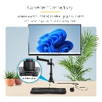 StarTech.com Desk Mount Monitor Arm with 2x USB 3.0 ports - Pole Mount Full Motion Single Arm Monitor Mount for up to 34
