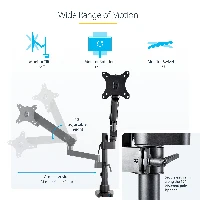 StarTech.com Desk Mount Monitor Arm with 2x USB 3.0 ports - Pole Mount Full Motion Single Arm Monitor Mount for up to 34