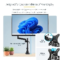 StarTech.com Desk Mount Monitor Arm with 2x USB 3.0 ports - Pole Mount Full Motion Single Arm Monitor Mount for up to 34
