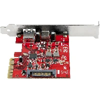 StarTech.com 2-Port 10Gbps USB-A & USB-C PCIe Card - USB 3.1 Gen 2 PCI Express Type C/A Host Controller Card Adapter - USB 3.2 Gen 2x1 PCIe Expansion Add-On Card - Windows, macOS, Linux, PCIe, USB 3.2 Gen 2 (3.1 Gen 2), Full-height / Low-profile, PCIe 3.0, Red, 2684396 h
