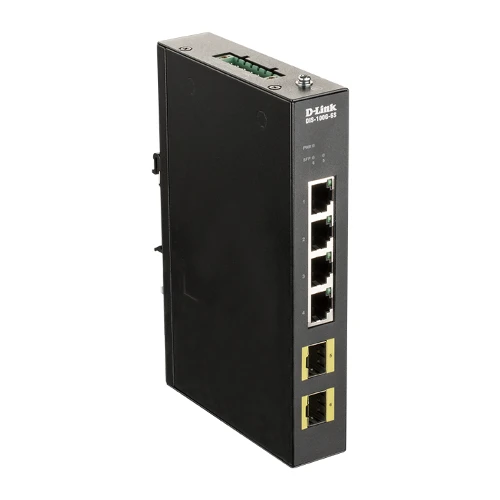 D-LINK Industrial Gigabit Unmanaged Switch with 2 SFP slots, Auto-MDI/MDIX D-Link DIS-100G-6S. Switch typ