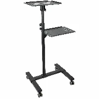 StarTech.com Mobile Projector and Laptop Stand/Cart - Heavy Duty Portable Projector Stand (2 Shelves, hold 22lb/10kg each) - Height Adjustable Rolling Presentation Cart w/Lockable Wheels, Multimedia stand, Black, Steel, Projector, 10 kg, 2 shelves