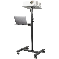 StarTech.com Mobile Projector and Laptop Stand/Cart - Heavy Duty Portable Projector Stand (2 Shelves, hold 22lb/10kg each) - Height Adjustable Rolling Presentation Cart w/Lockable Wheels, Multimedia stand, Black, Steel, Projector, 10 kg, 2 shelves