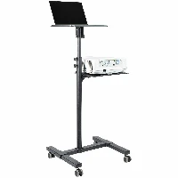 StarTech.com Mobile Projector and Laptop Stand/Cart - Heavy Duty Portable Projector Stand (2 Shelves, hold 22lb/10kg each) - Height Adjustable Rolling Presentation Cart w/Lockable Wheels, Multimedia stand, Black, Steel, Projector, 10 kg, 2 shelves