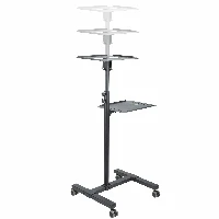 StarTech.com Mobile Projector and Laptop Stand/Cart - Heavy Duty Portable Projector Stand (2 Shelves, hold 22lb/10kg each) - Height Adjustable Rolling Presentation Cart w/Lockable Wheels, Multimedia stand, Black, Steel, Projector, 10 kg, 2 shelves