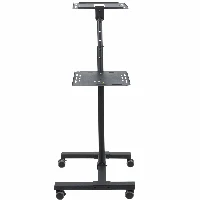 StarTech.com Mobile Projector and Laptop Stand/Cart - Heavy Duty Portable Projector Stand (2 Shelves, hold 22lb/10kg each) - Height Adjustable Rolling Presentation Cart w/Lockable Wheels, Multimedia stand, Black, Steel, Projector, 10 kg, 2 shelves