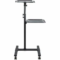 StarTech.com Mobile Projector and Laptop Stand/Cart - Heavy Duty Portable Projector Stand (2 Shelves, hold 22lb/10kg each) - Height Adjustable Rolling Presentation Cart w/Lockable Wheels, Multimedia stand, Black, Steel, Projector, 10 kg, 2 shelves