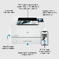 HP LaserJet Pro 4002dn Printer, Print, Two-sided printing Fast first page out speeds Energy Efficient Compact Size Strong Security, Laser, 1200 x 1200 DPI, A4, 40 ppm, Duplex printing, White