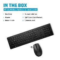 HP655WirelessKeyboardandMouseCombo,Full-size(100%),RFWireless,Membrane,Black,Mouseincluded