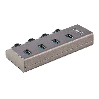 StarTech.com 4-Port Self-Powered USB-C Hub with Individual On/Off Switches, USB 3.0 5Gbps Expansion Hub w/Power Supply, Desktop/Laptop USB-C to USB-A Hub, 4x BC 1.2 (1.5A), USB Type C Hub - USB-C/A Host Cables (5G4AIBS-USB-HUB-EU) - Hub - 4 x USB 3.2 Gen