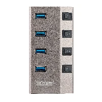 StarTech.com 4-Port Self-Powered USB-C Hub with Individual On/Off Switches, USB 3.0 5Gbps Expansion Hub w/Power Supply, Desktop/Laptop USB-C to USB-A Hub, 4x BC 1.2 (1.5A), USB Type C Hub - USB-C/A Host Cables (5G4AIBS-USB-HUB-EU) - Hub - 4 x USB 3.2 Gen