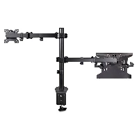 StarTech.com Monitor Arm with VESA Laptop Tray, For a Laptop (4.5kg / 9.9lb) and a Single Display up to 32 (8kg / 17.6lb), Black, Adjustable Desk Laptop Arm Mount, C-clamp/Grommet Mount - VESA Monitor Mount (A2-LAPTOP-DESK-MOUNT) - Kit montaggio (asta, v