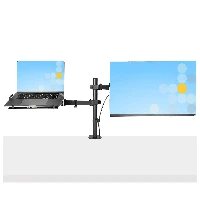 StarTech.com Monitor Arm with VESA Laptop Tray, For a Laptop (4.5kg / 9.9lb) and a Single Display up to 32 (8kg / 17.6lb), Black, Adjustable Desk Laptop Arm Mount, C-clamp/Grommet Mount - VESA Monitor Mount (A2-LAPTOP-DESK-MOUNT) - Kit montaggio (asta, v