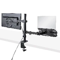 StarTech.com Monitor Arm with VESA Laptop Tray, For a Laptop (4.5kg / 9.9lb) and a Single Display up to 32 (8kg / 17.6lb), Black, Adjustable Desk Laptop Arm Mount, C-clamp/Grommet Mount - VESA Monitor Mount (A2-LAPTOP-DESK-MOUNT) - Kit montaggio (asta, v