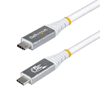 StarTech.com 50cm (1.6ft) USB4 Cable, 80Gbps, USB-IF Certified USB-C Cable, 240W PD, 8K 120Hz/4K 240Hz DP2.1 DP80, TPE Jacket, Thunderbolt 4 Compatible - White USB-C Cord, 0.5 m, USB C, USB C, USB4 Gen 4x2, 80 Gbit/s, White