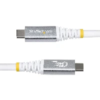 StarTech.com 50cm (1.6ft) USB4 Cable, 80Gbps, USB-IF Certified USB-C Cable, 240W PD, 8K 120Hz/4K 240Hz DP2.1 DP80, TPE Jacket, Thunderbolt 4 Compatible - White USB-C Cord, 0.5 m, USB C, USB C, USB4 Gen 4x2, 80 Gbit/s, White