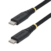StarTech.com 1m (3ft) USB-C Charging Cable, 60W (3A) PD, Dual-Layer Braided Nylon/TPE Jacket, Rugged USB C Charging Cord, USB 2.0 Laptop Charger Cable, 1 m, USB C, USB C, USB 2.0, 0.48 Gbit/s, Black