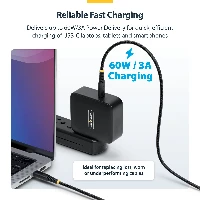 StarTech.com 1m (3ft) USB-C Charging Cable, 60W (3A) PD, Dual-Layer Braided Nylon/TPE Jacket, Rugged USB C Charging Cord, USB 2.0 Laptop Charger Cable, 1 m, USB C, USB C, USB 2.0, 0.48 Gbit/s, Black