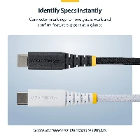 StarTech.com 1m (3ft) USB-C Charging Cable, 60W (3A) PD, Dual-Layer Braided Nylon/TPE Jacket, Rugged USB C Charging Cord, USB 2.0 Laptop Charger Cable, 1 m, USB C, USB C, USB 2.0, 0.48 Gbit/s, Black