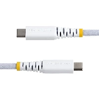 StarTech.com 2m (6ft) White USB-C Charging Cable, 60W (3A) PD, Dual-Layer Braided Nylon/TPE Jacket, Rugged USB C Charging Cord, USB 2.0 Laptop Charger Cable, 2 m, USB C, USB C, USB 2.0, 0.48 Gbit/s, White