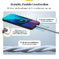 StarTech.com 2m (6ft) White USB-C Charging Cable, 60W (3A) PD, Dual-Layer Braided Nylon/TPE Jacket, Rugged USB C Charging Cord, USB 2.0 Laptop Charger Cable, 2 m, USB C, USB C, USB 2.0, 0.48 Gbit/s, White