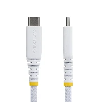 StarTech.com 15cm (6in) White USB-C Charging Cable, 60W (3A) PD, Dual-Layer Braided Nylon/TPE Jacket, Rugged USB C Charging Cord, USB 2.0 Laptop Charger Cable, 0.15 m, USB C, USB C, USB 2.0, 0.48 Gbit/s, White