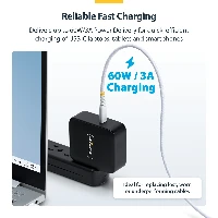 StarTech.com 15cm (6in) White USB-C Charging Cable, 60W (3A) PD, Dual-Layer Braided Nylon/TPE Jacket, Rugged USB C Charging Cord, USB 2.0 Laptop Charger Cable, 0.15 m, USB C, USB C, USB 2.0, 0.48 Gbit/s, White