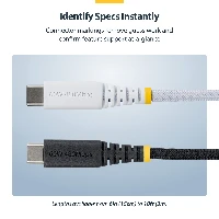 StarTech.com 15cm (6in) White USB-C Charging Cable, 60W (3A) PD, Dual-Layer Braided Nylon/TPE Jacket, Rugged USB C Charging Cord, USB 2.0 Laptop Charger Cable, 0.15 m, USB C, USB C, USB 2.0, 0.48 Gbit/s, White