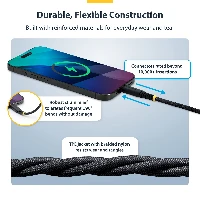 StarTech.com 2m (6ft) USB-C Charging Cable, 60W (3A) PD, Dual-Layer Braided Nylon/TPE Jacket, Rugged USB C Charging Cord, USB 2.0 Laptop Charger Cable, 2 m, USB C, USB C, USB 2.0, 0.48 Gbit/s, Black