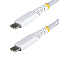 StarTech.com 3m (10ft) White USB-C Charging Cable, 60W (3A) PD, Dual-Layer Braided Nylon/TPE Jacket, Rugged USB C Charging Cord, USB 2.0 Laptop Charger Cable, 3 m, USB C, USB C, USB 2.0, 0.48 Gbit/s, White