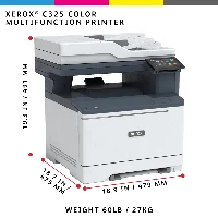 Xerox C325 A4 33ppm Wireless Duplex Copy/Print/Scan/Fax PS3 PCL5e/6 2 Trays Total 251 Sheets, Laser, Colour printing, 4800 x 4800 DPI, A4, Direct printing, Grey, White