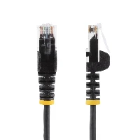 StarTech.com 25cm Black Slim CAT6 Ethernet Cable, Snagless, 100W PoE, UTP, LSZH, 28AWG Pure Bare Copper Wire, Slim RJ45 Network Patch Cord w/Strain Reliefs, Fluke Tested, 0.25 m, Cat6, U/UTP (UTP), RJ-45, RJ-45