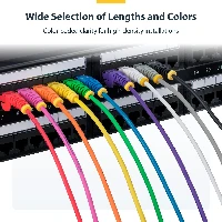 StarTech.com 25cm Purple Slim CAT6 Ethernet Cable, Snagless, 100W PoE, UTP, LSZH, 28AWG Pure Bare Copper Wire, Slim RJ45 Network Patch Cord w/Strain Reliefs, Fluke Tested, 0.25 m, Cat6, U/UTP (UTP), RJ-45, RJ-45, Purple