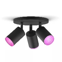 Philips Hue White and colour ambience Fugato triple spotlight, Smart ceiling light, Black, Bluetooth, LED, GU10, 5.5 W