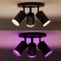 Philips Hue White and colour ambience Fugato triple spotlight, Smart ceiling light, Black, Bluetooth, LED, GU10, 5.5 W