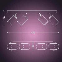 Philips Hue White and colour ambience Fugato quadruple spotlight, Smart ceiling light, Black, Bluetooth, LED, GU10, 5.5 W