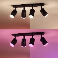 Philips Hue White and colour ambience Fugato quadruple spotlight, Smart ceiling light, Black, Bluetooth, LED, GU10, 5.5 W