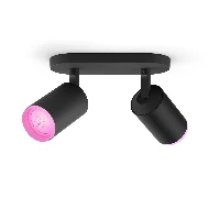 Philips Hue White and colour ambience Fugato double spotlight, Smart ceiling light, Black, Bluetooth, LED, GU10, 5.5 W