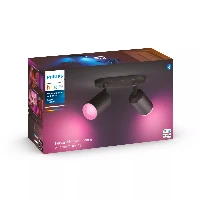 Philips Hue White and colour ambience Fugato double spotlight, Smart ceiling light, Black, Bluetooth, LED, GU10, 5.5 W