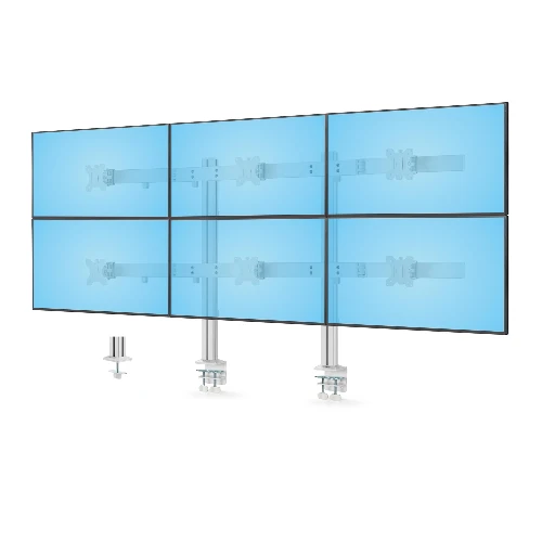 StarTech.com Six-Monitor Desk Mount with Crossbar, Up To 32-inch Computer Screens, Max 17.6lb (8kg) each, Dual Column, C-clamp/Grommet, Height Adjustable, Clamp/Grommet, 48 kg, 43.2 cm (17