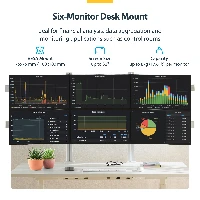 StarTech.com Six-Monitor Desk Mount with Crossbar, Up To 32-inch Computer Screens, Max 17.6lb (8kg) each, Dual Column, C-clamp/Grommet, Height Adjustable, Clamp/Grommet, 48 kg, 43.2 cm (17