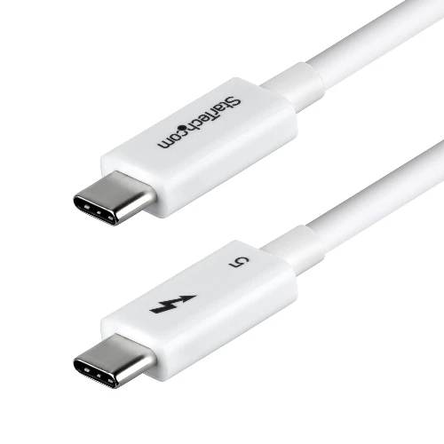 StarTech.com 1.5ft (50cm) Thunderbolt 5 Cable, 80Gbps/Up to 120Gbps, 240W PD, 8K 60Hz, Certified Thunderbolt Cable, Compatible w/Thunderbolt 4/USB4/USB-C - White, Male, Male, 0.5 m, White, Nickel, 120 Gbit/s
