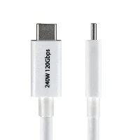 StarTech.com 2.6ft (80cm) Thunderbolt 5 Cable, 80Gbps/Up to 120Gbps, 240W PD, 8K 60Hz, Certified Thunderbolt Cable, Compatible w/Thunderbolt 4/USB4/USB-C - White, Male, Male, 0.8 m, White, Nickel, 120 Gbit/s