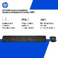 HP Multi-Device Dual-Mode Mouse and Keyboard Combo 495C, Full-size (100%), Wireless, USB + RF Wireless + Bluetooth, Black, Mouse included
