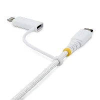 StarTech.com 2m (6ft) 2-in-1 Rugged USB-C Charging Cable with Lightning Adapter, 30W/60W (3A), Apple MFi Certified, Braided USB C Charger Cord for iPhone/iPad/Android, 2 m, USB C, USB C, 0.48 Gbit/s, White