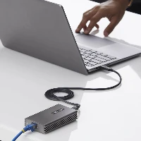 StarTech.com USB4 to Ethernet Adapter, 10GbE, Multi-Gigabit, Thunderbolt Compatible, 10GBASE-T/5G/2.5G NIC, 10G Ethernet Adapter, 0.5m USB4 Cable, Win/Mac, TAA, Wired, USB, Ethernet, 40000 Mbit/s, Grey