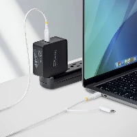 StarTech.com 1m (3ft) 2-in-1 Rugged USB-C Charging Cable with Lightning Adapter, 30W/60W (3A), Apple MFi Certified, Braided USB C Charger Cord for iPhone/iPad/Android, 1 m, USB C, USB C, 0.48 Gbit/s, White
