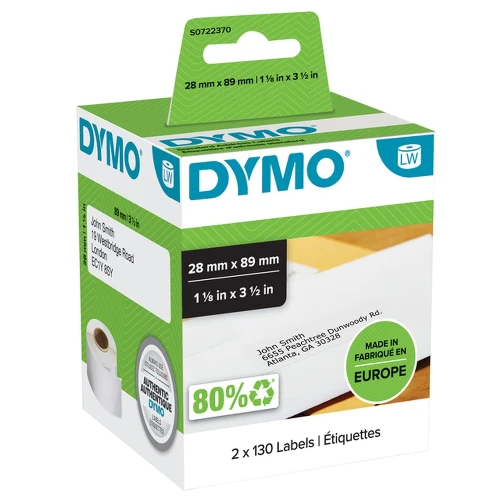 CF2X130 ETICHETTE PER DYMO LABELWRIT 28X89MM BIANCO