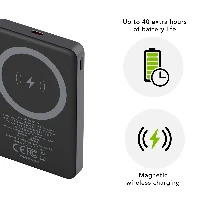 dbramante1928 re-charge - Power Bank 10K Wireless LED - Grey, 10000 mAh, Wireless charging, 3.85 V, Grey